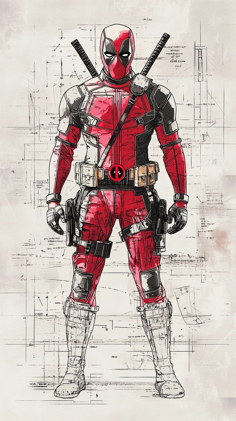 Deadpool Blueprint Portrait in 8kHD Design