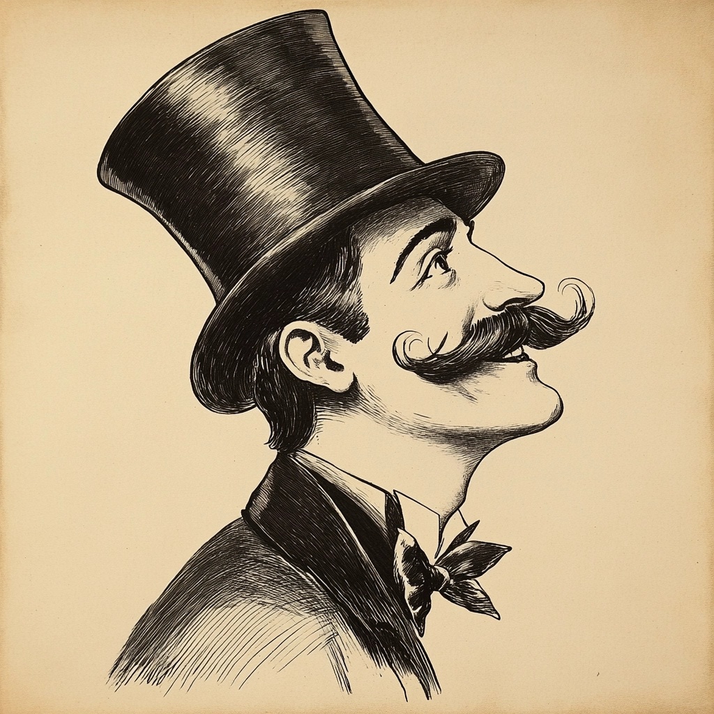 Classic Vintage Portrait: Joyful Man with Top Hat