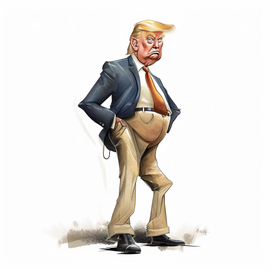 Captivating Caricature: Full Body Shot of Donald Trump