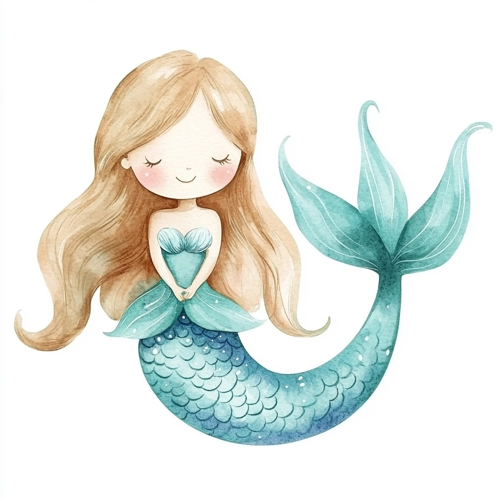 Whimsical Mermaid Clipart: Cute Pastel Art