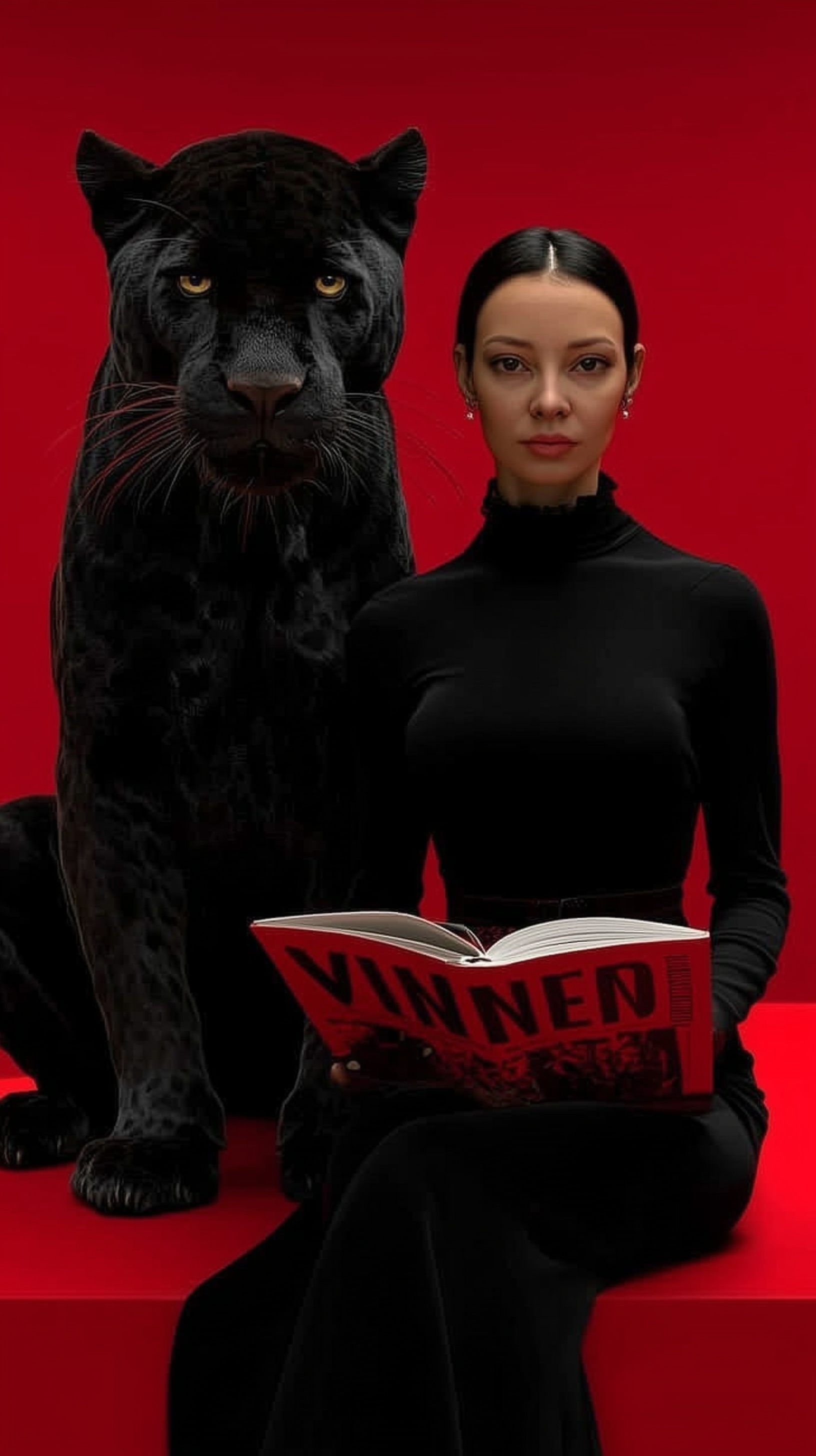 Striking Fashion Duo: Girl and Panther Cover Shoot