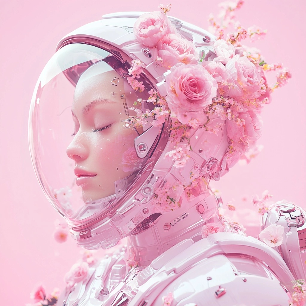 Futuristic Elegance: Astronaut in Nature's Embrace