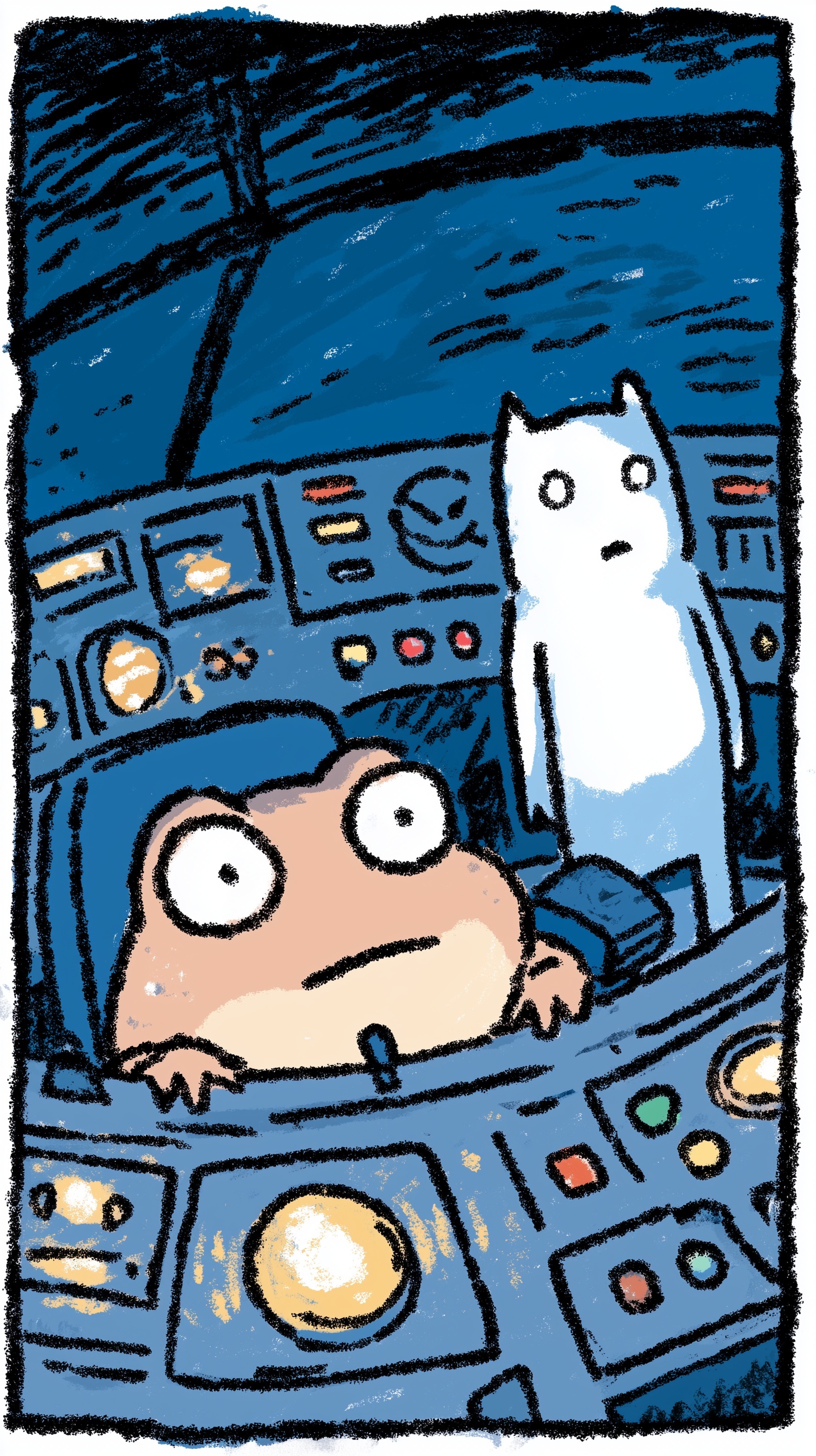 Surprised Toad in a Retro UFO Adventure