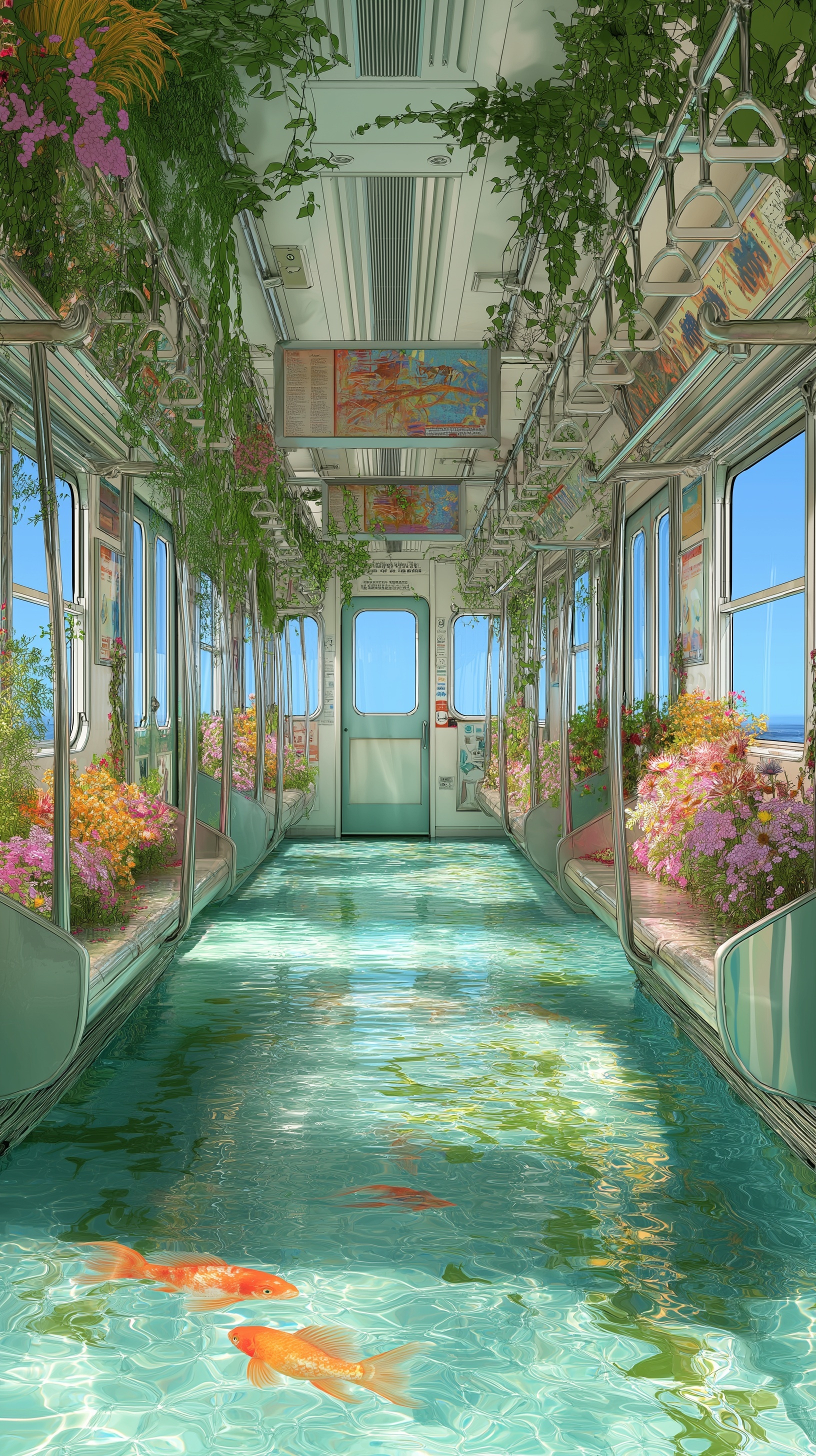 Surreal Subway Oasis: Swim with Goldfish!