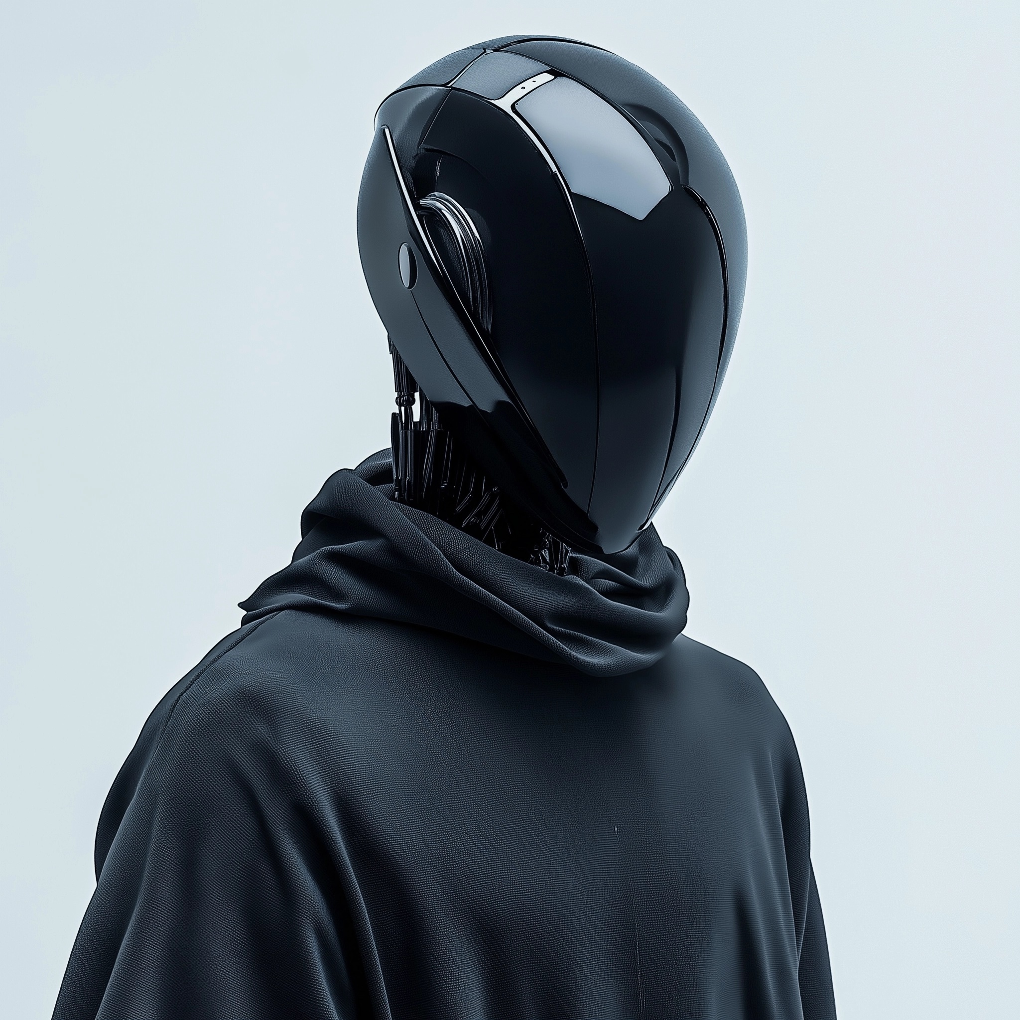 Hyper-Realistic Faceless Robot Headshot Art