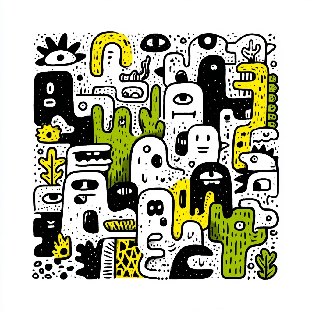 Retro Street Art Doodles: Minimalist 90's Vibes
