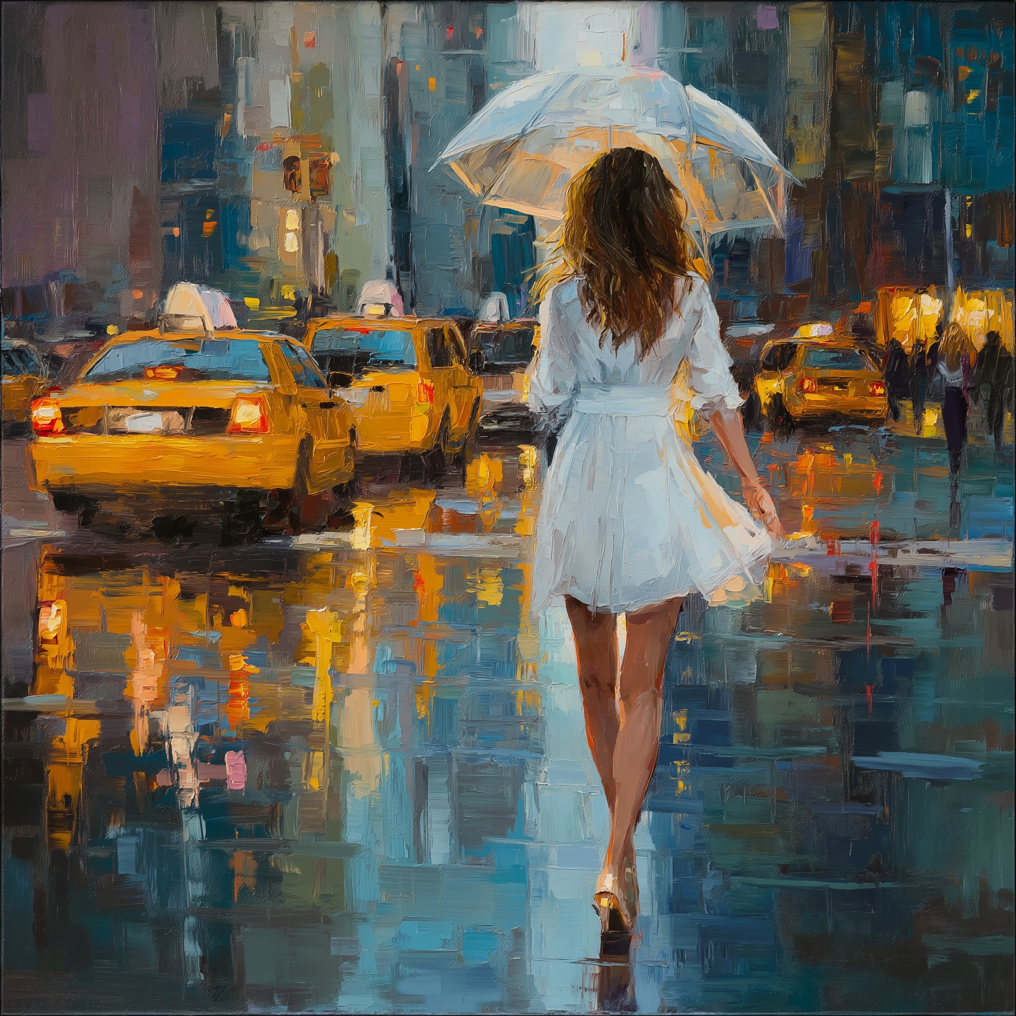 Impressionist Elegance: NYC Supermodel in White