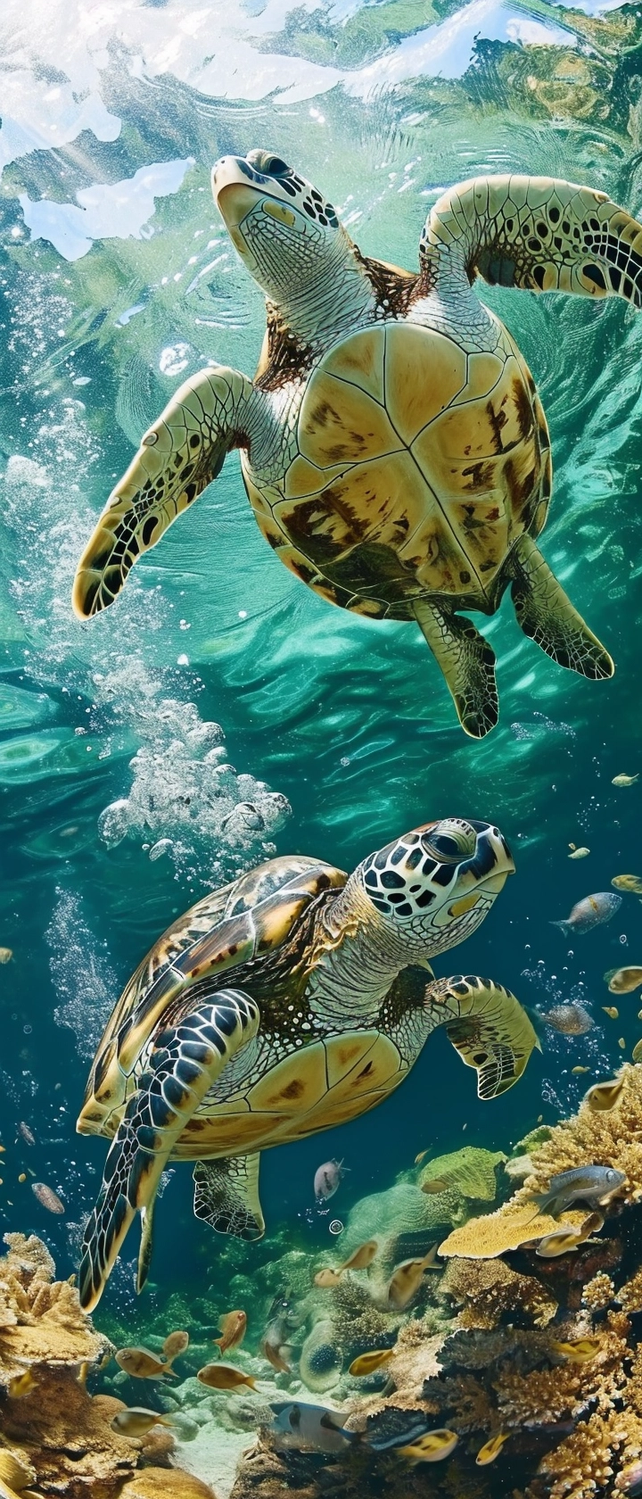 Captivating Turtle Swim: Tropical Realism Underwater