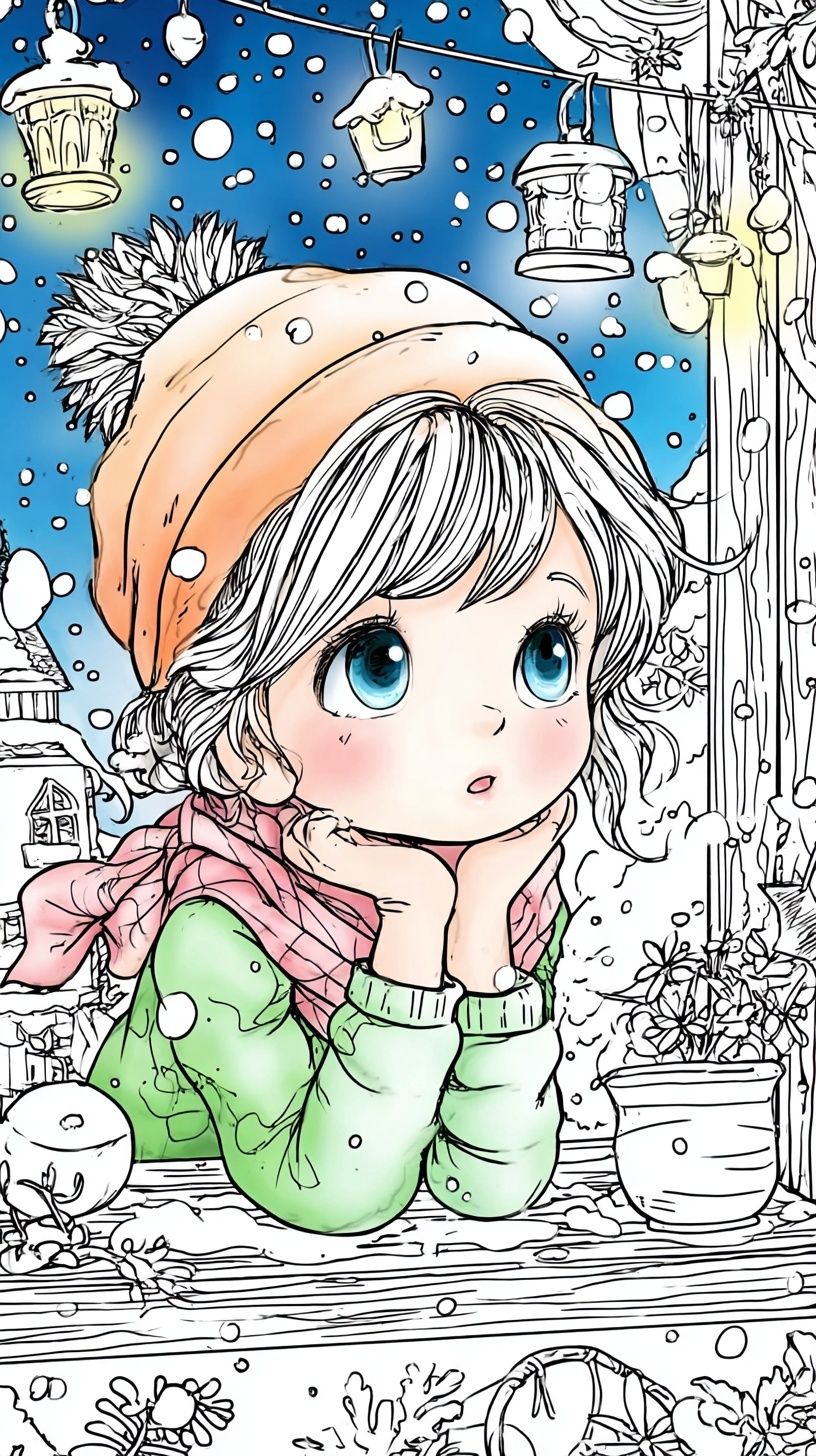 Magical Christmas Eve: Child's Dreamy Window Scene