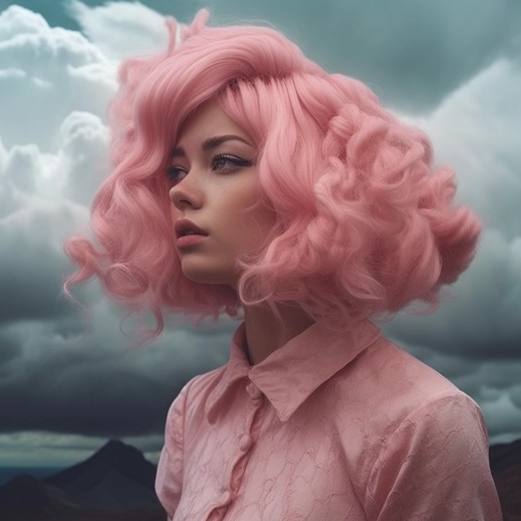 Surreal Pink Wig: 3D Landscapes & Atmospheric Clouds