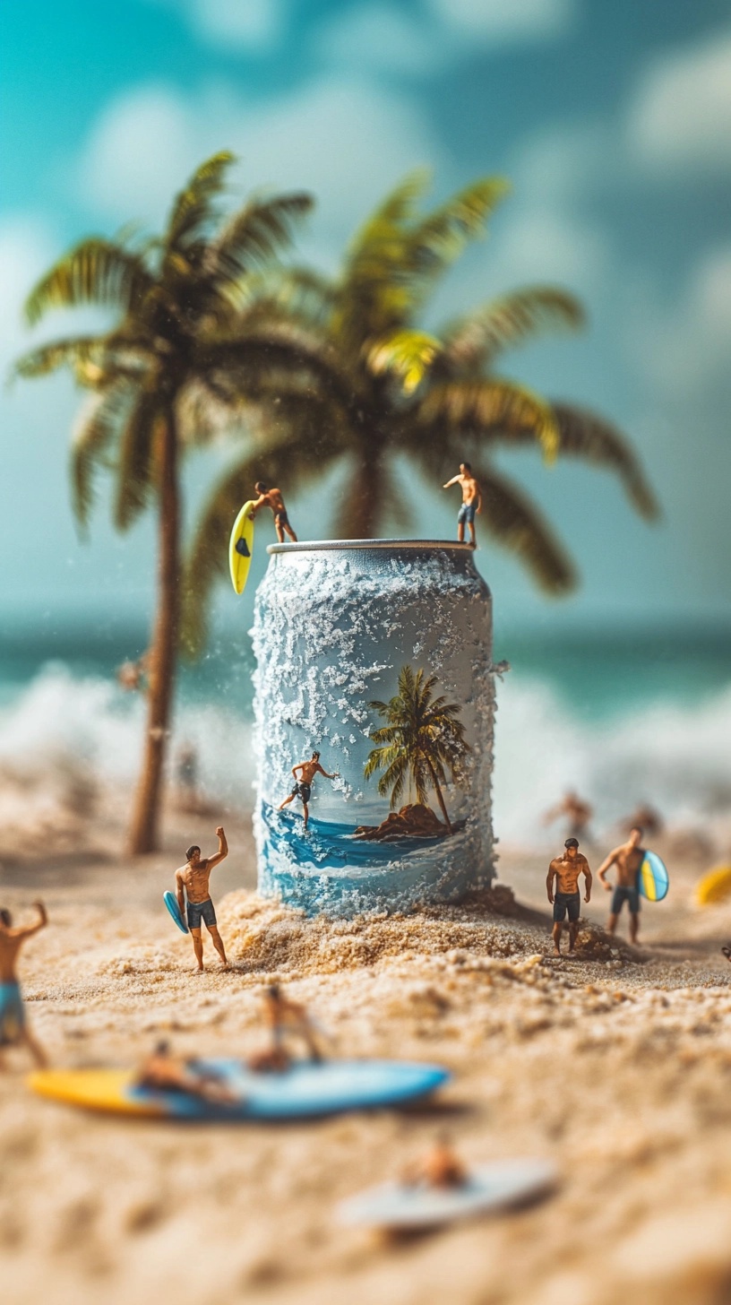 Chill Vibes: Refreshing Tall Can on Exotic Beach