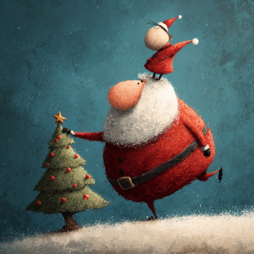 Whimsical Santa and Christmas Tree Fun