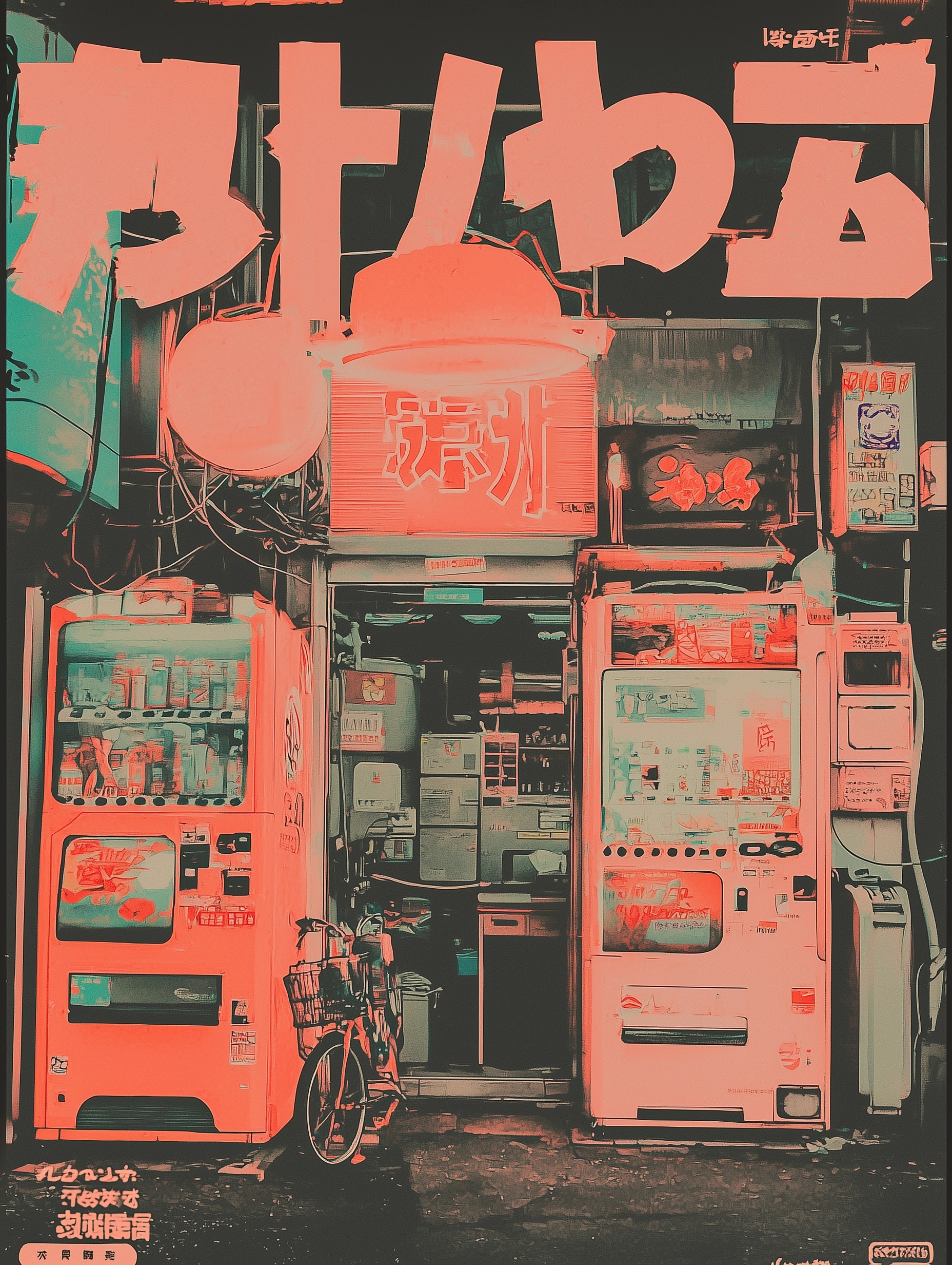 Vibrant Cyber-Life: Niji 6+ Japanese Art Poster