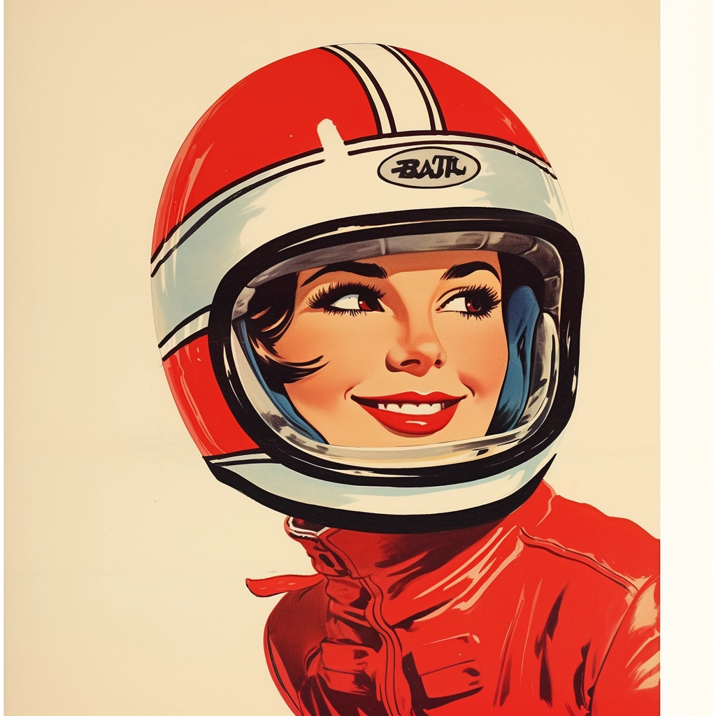 Vintage Matchbox: Retro Racing Helmet Cartoon & 1960s Girl Illustration