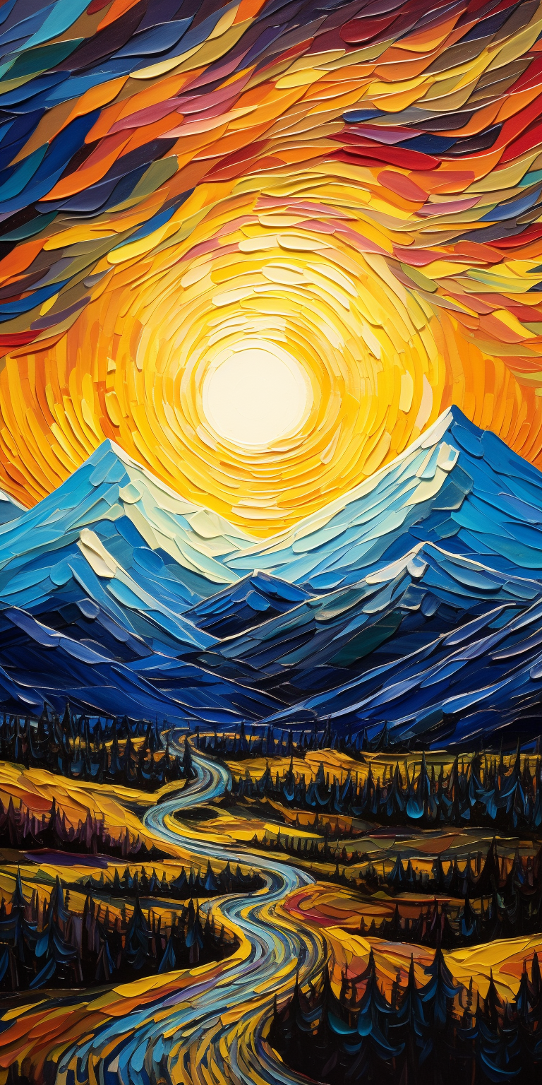 Vibrant Van Gogh Style Mountain Art: Bold & Expressive Brushstrokes