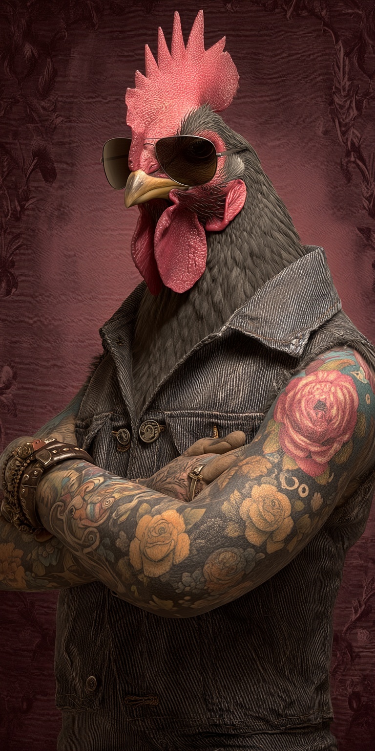 Stylish Gangster Chicken: A Unique Art Piece