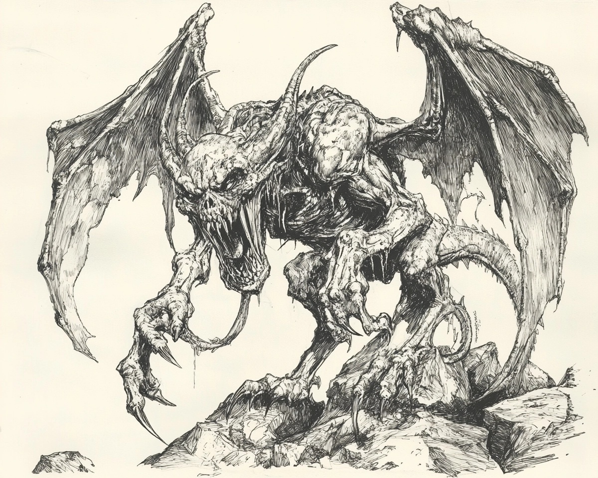 Be'lakor Demon: 1974 John Blanche Ink Art