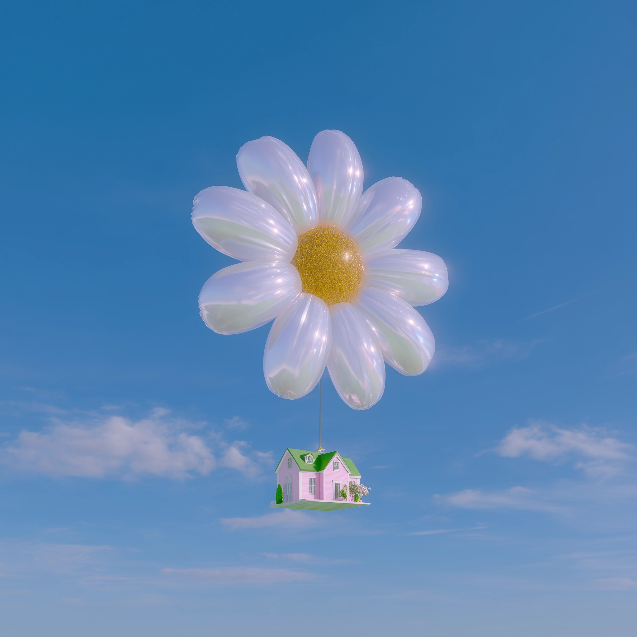 High-Quality White Daisy Balloon in 3D View