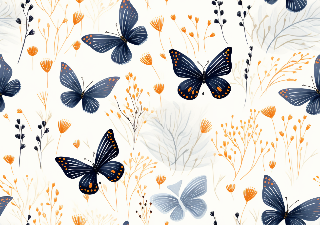 Delicate Blue Butterfly Pattern - Organic Forms by Lucy Grossmith