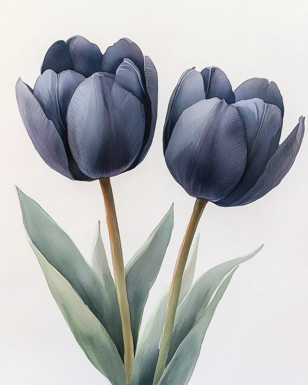 Elegant Black Tulip Watercolor Art for Your Space