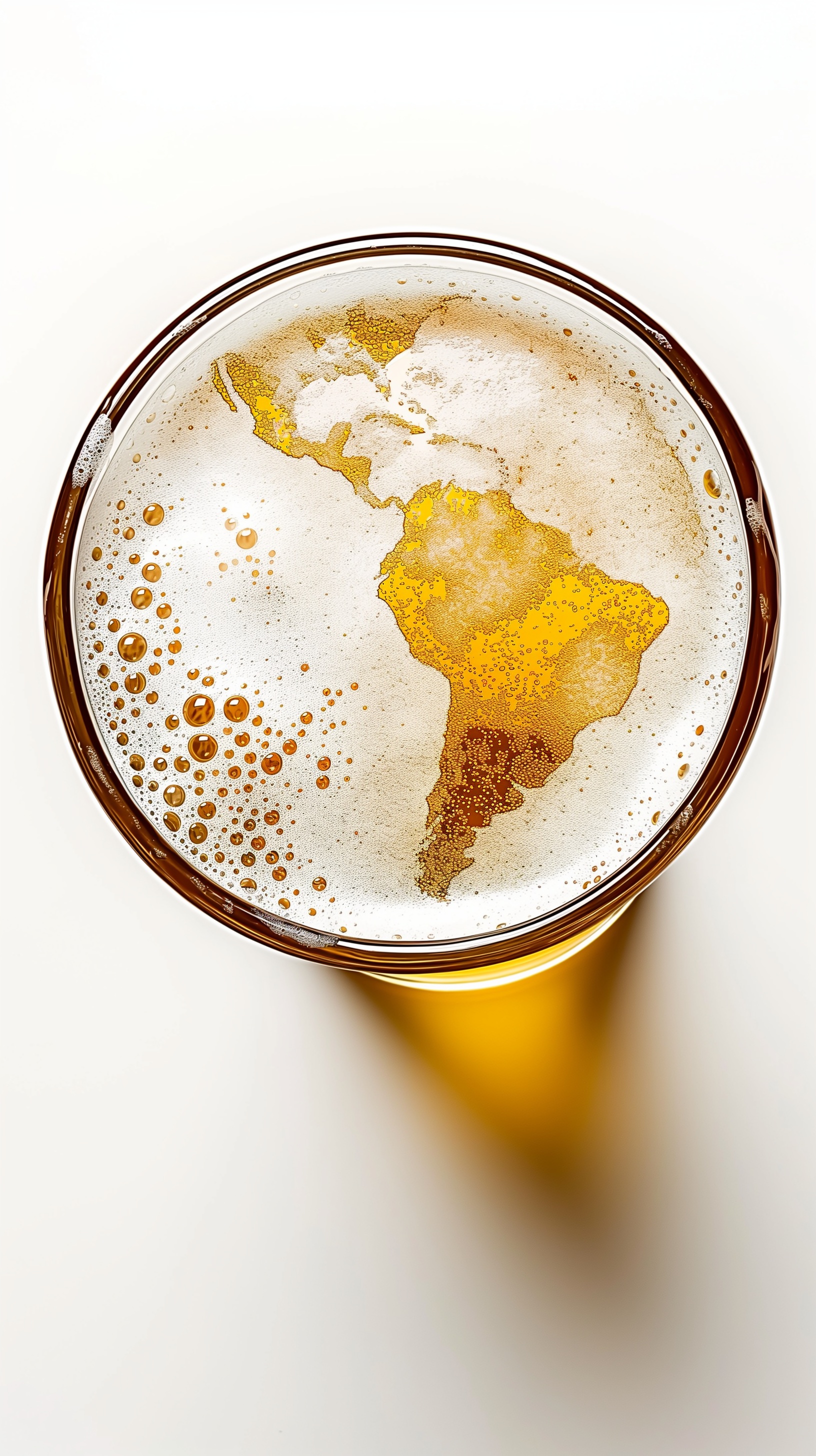 Latin America Map Silhouette with Beer Foam Art