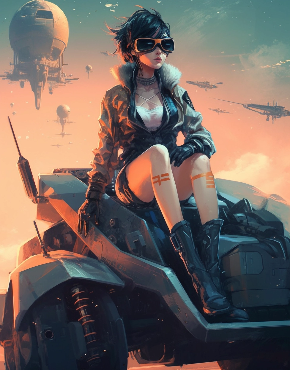 Thrillpunk Babe Rides Cruise Missile in Cyber Goggles