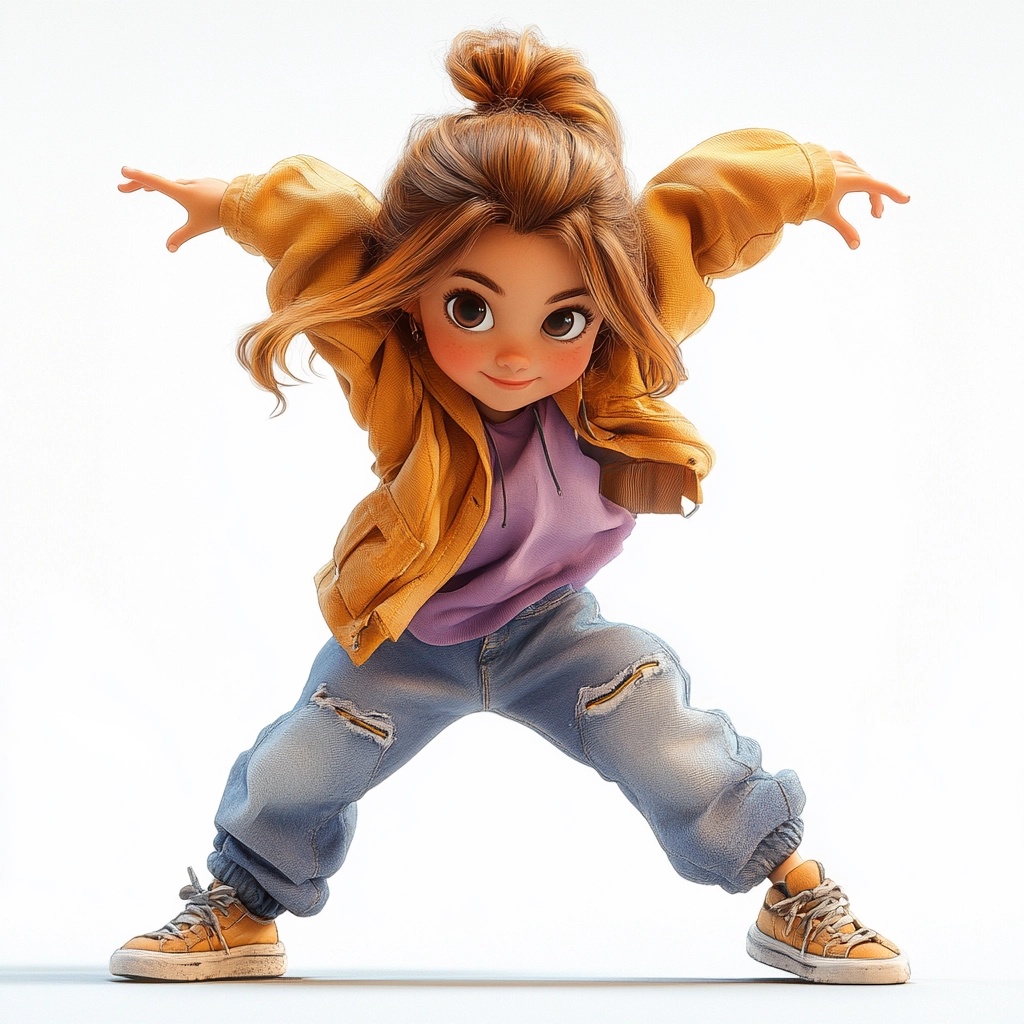 Breakdancing Girl: Surreal 3D Digital Art