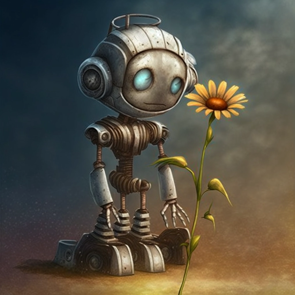 Rusting Robot Finds Hope in a Flower