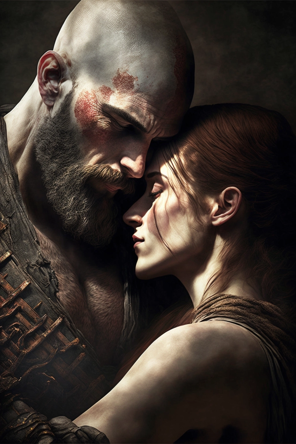 Emotive Art: Kratos in Loving Embrace