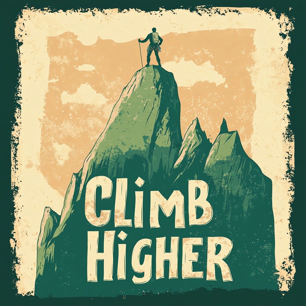 Vintage Climber Tee: 'Climb Higher' Design