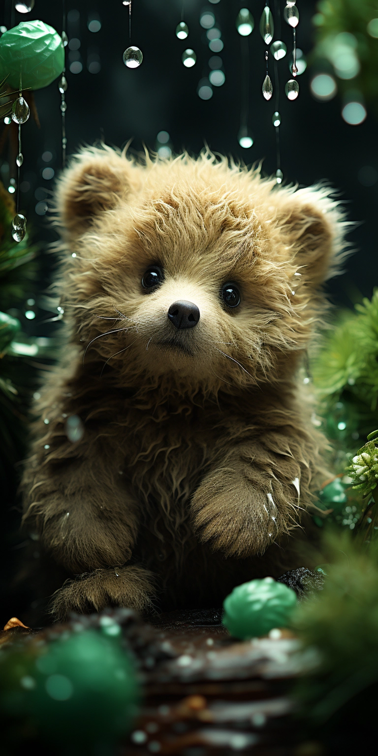 Kute Mini Bear Christmas: Microscopic Image with Stunning Lighting