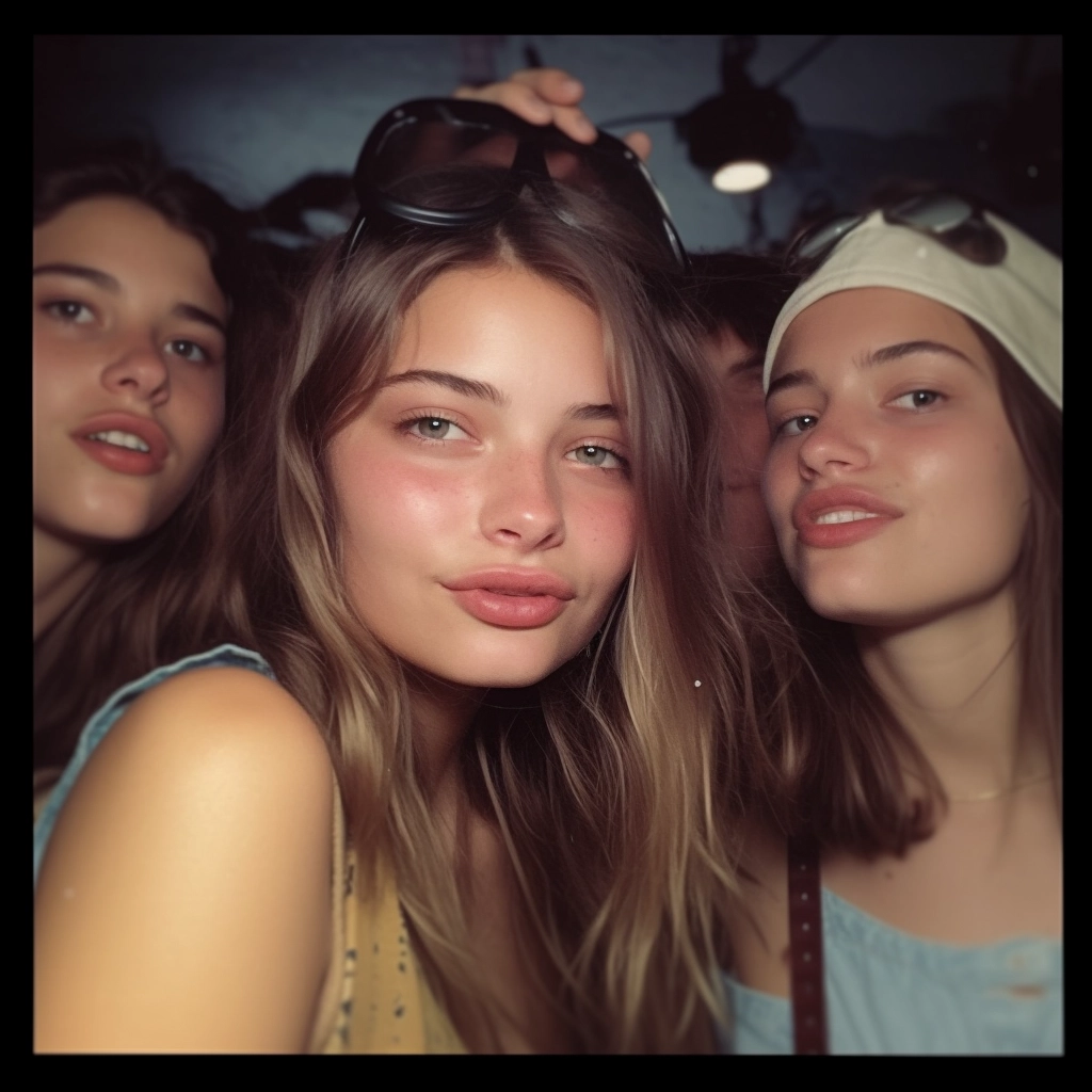 Vintage Polaroid of Gorgeous Girls Partying