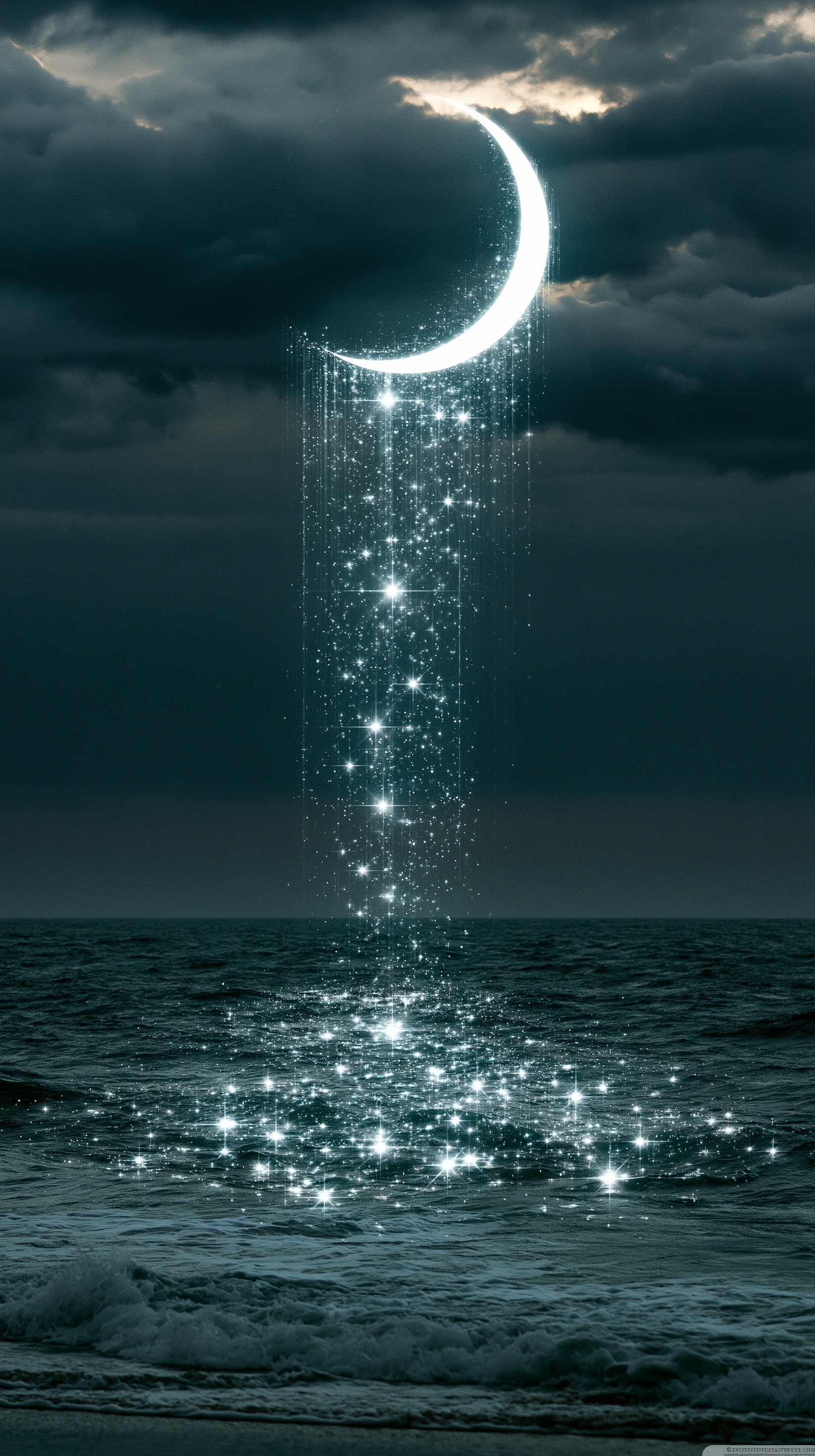 Enchanting Night Sky: Moonlit Ocean Magic