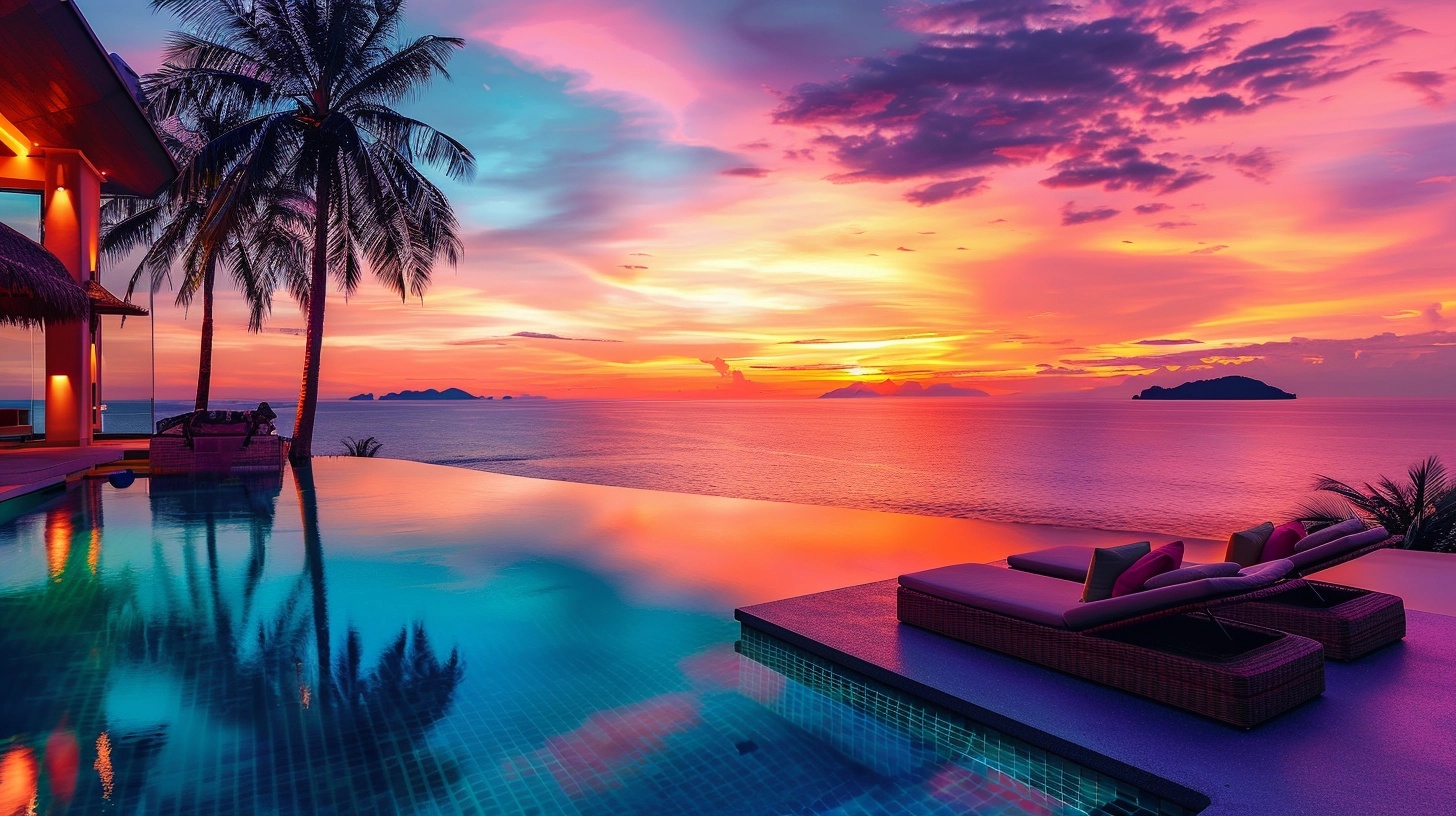 Sunset Infinity Pool in Phuket: Vibrant Colors & Intricate Details