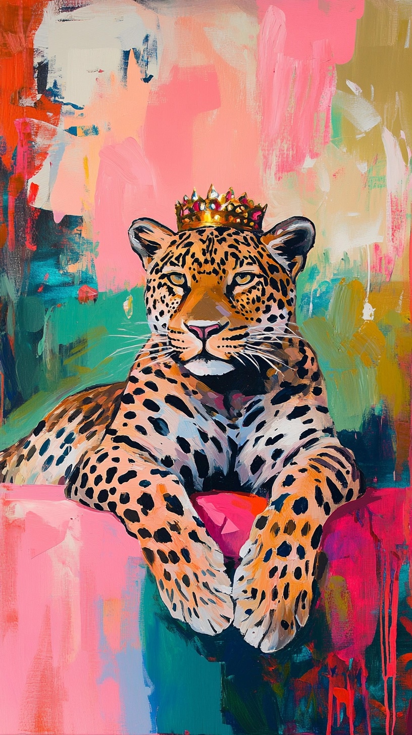 Regal Leopard Art: Vibrant Urban Elegance