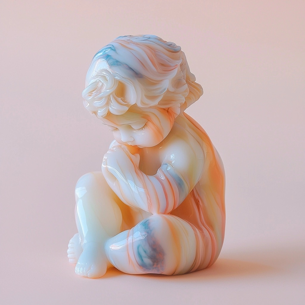 Murano Glass Child Figure in Elegant Colors