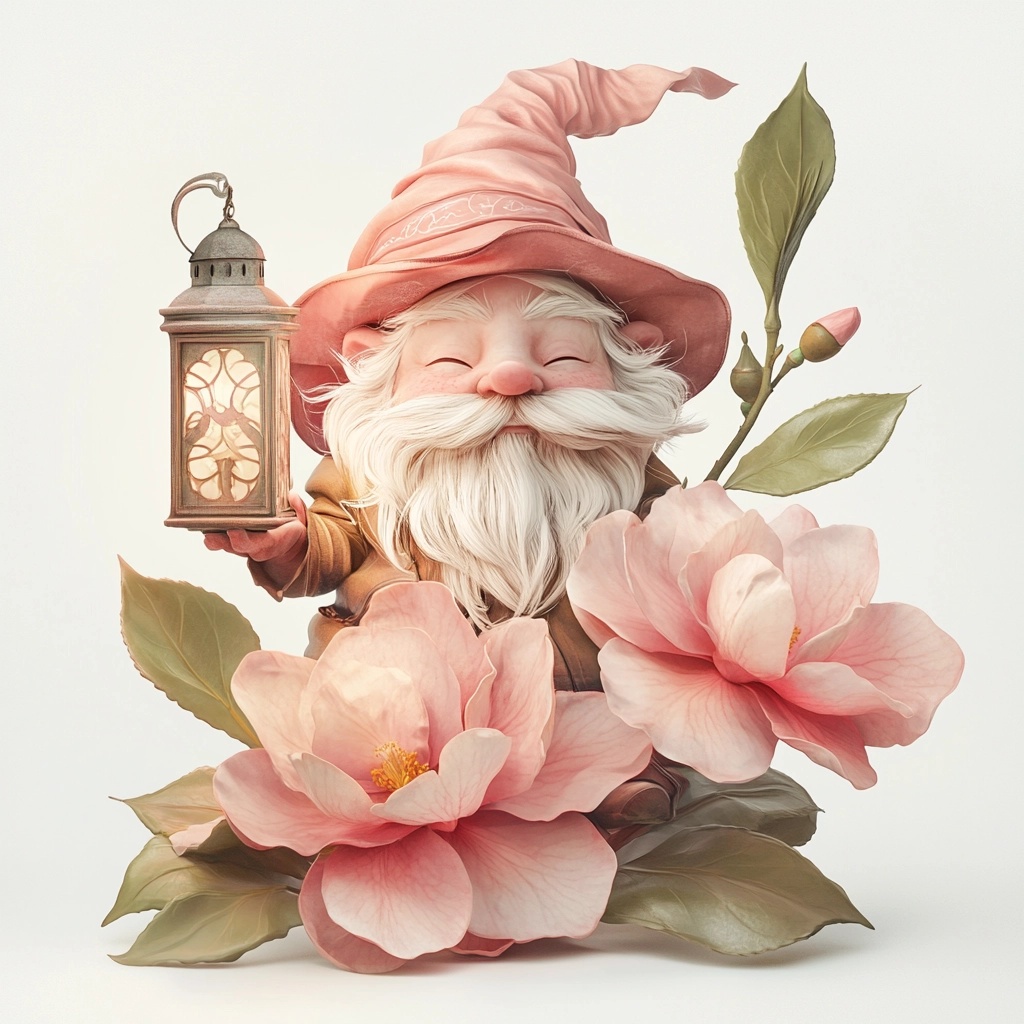 Fantasy Dwarf on Camellia: Stunning 3D Art