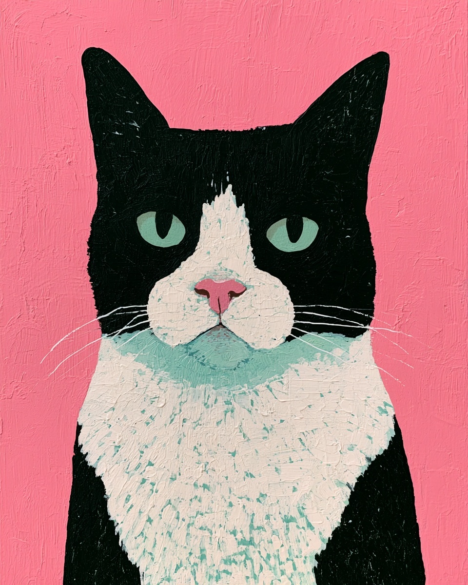Sassy Chubby Tuxedo Cat Art - Simple & Fun!