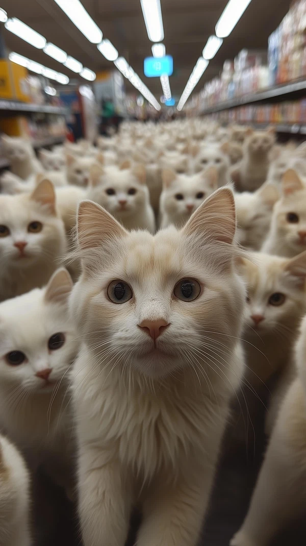 Discover Unique White Cats in Local Supermarkets