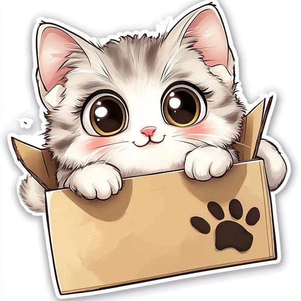 Adorable Pixar-Style Kitten Sticker for Sale