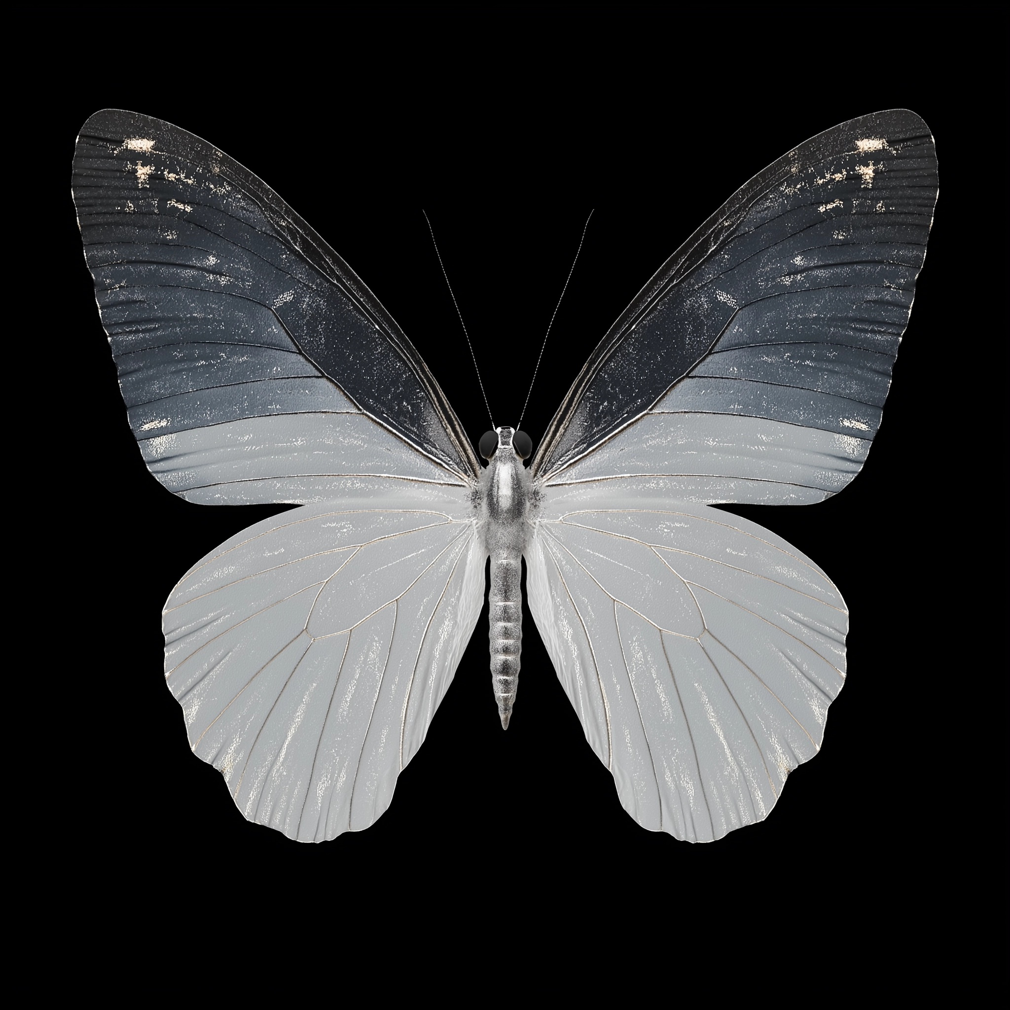 Stunning 3D Blue Butterfly Textures on Black Backdrop