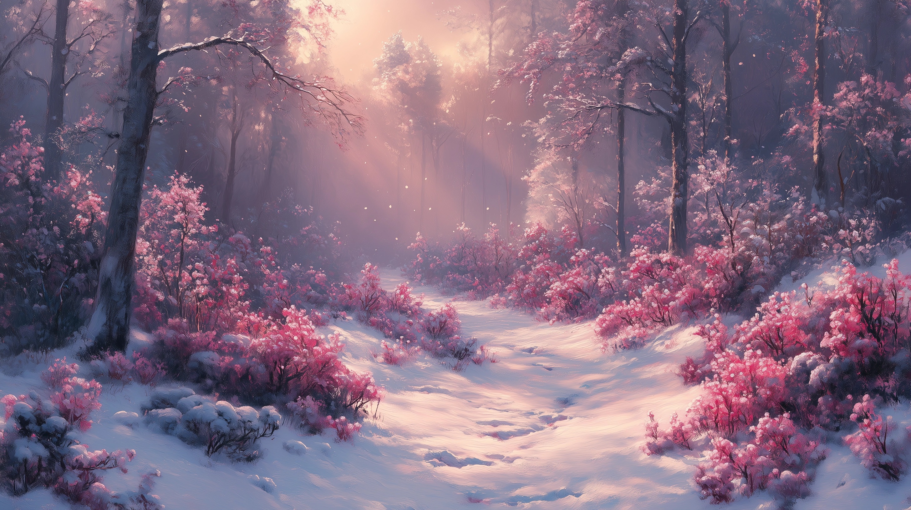 Serene Winter Forest with Elegant Winter Heaths