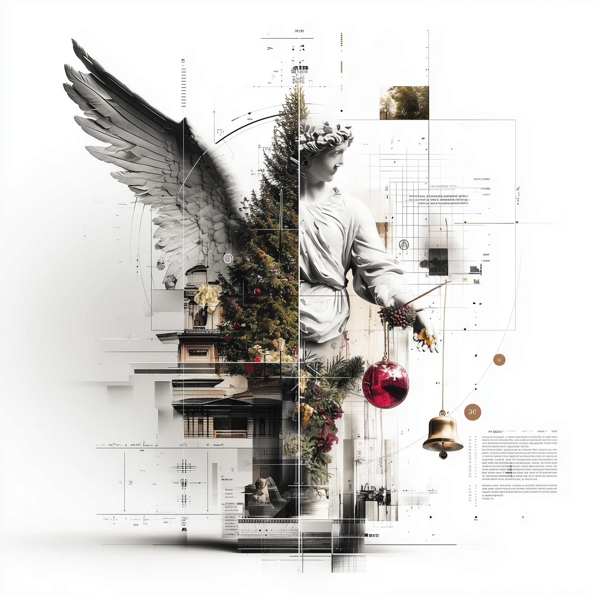 Surreal Christmas Angel: Artful Collage Design