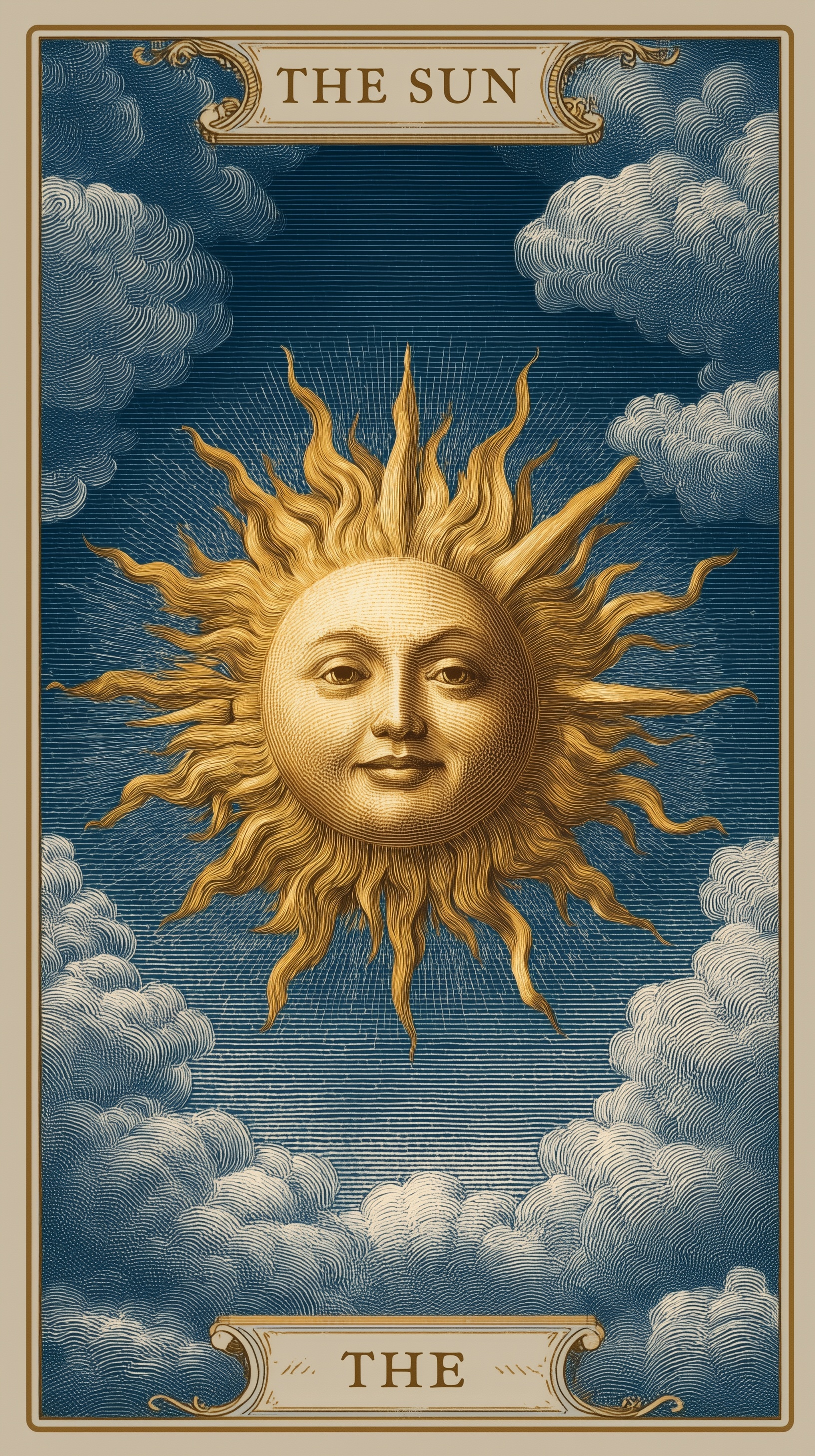 Surreal Vintage Tarot: The Sun Card Illustration