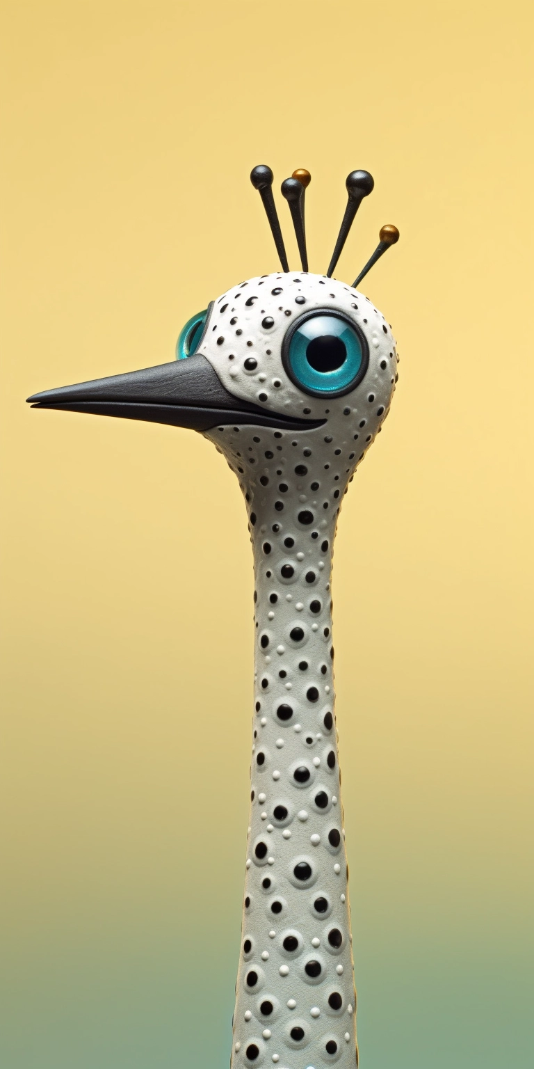 Spiky Mounds Dotted Bird Figurine - Close Up