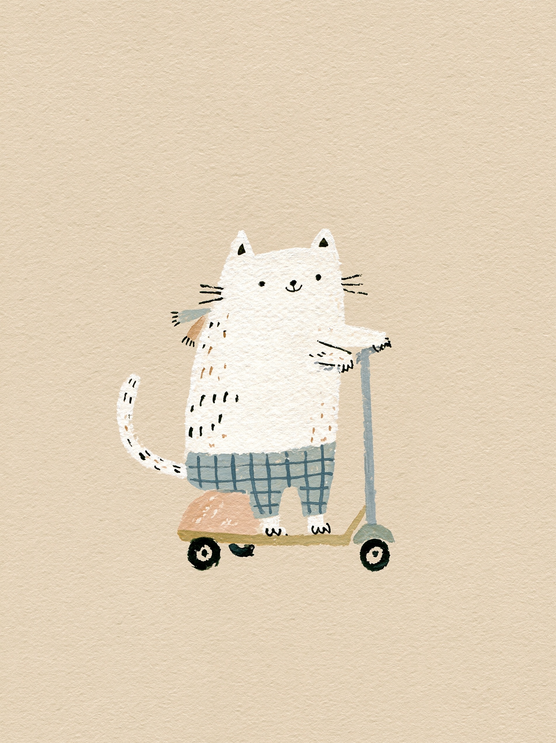 Scandinavian Cat on Scooter Nursery Poster
