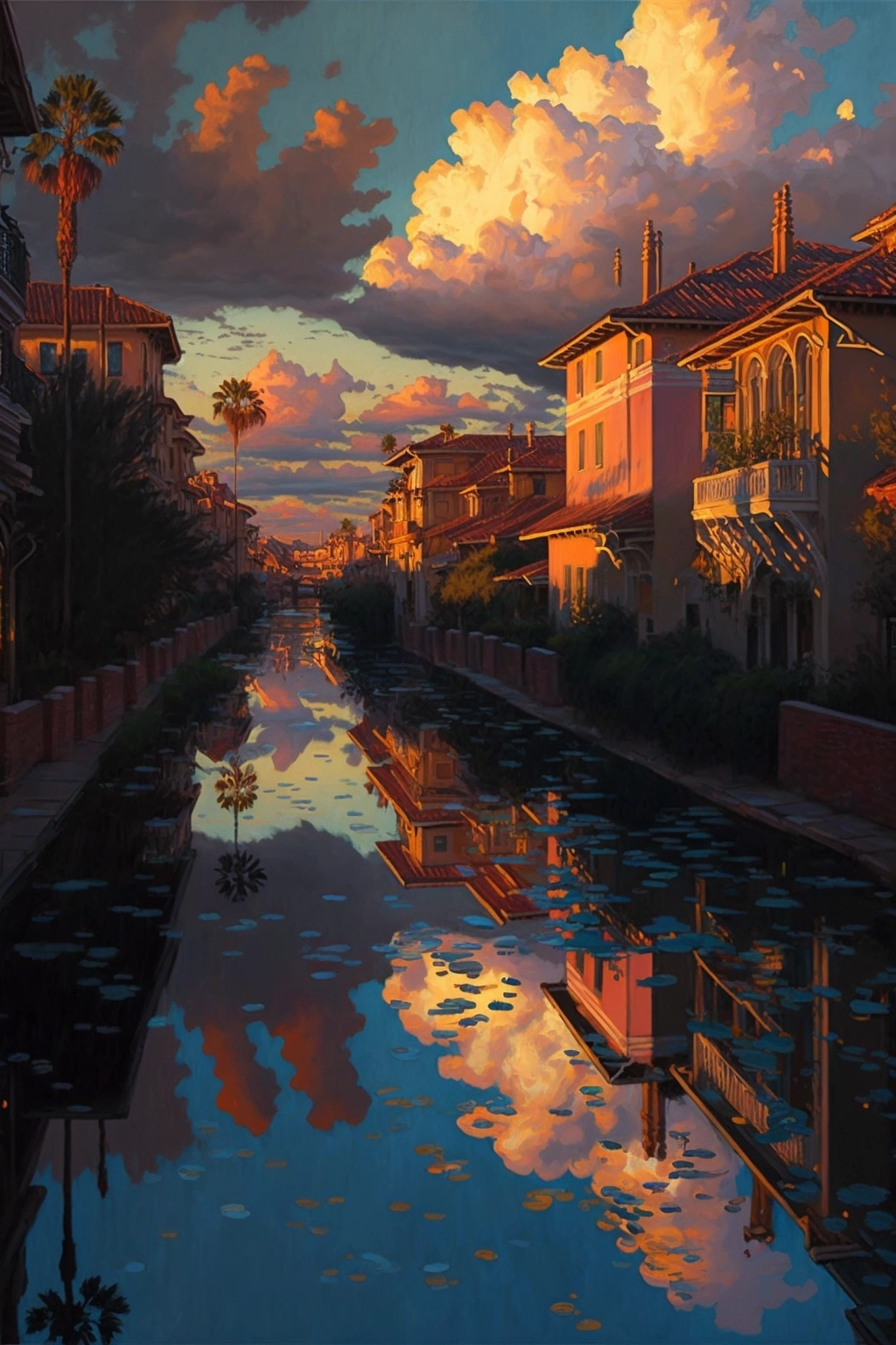 Venice Canals at Sunset: Hyperdetailed Art with Cinematic Lighting