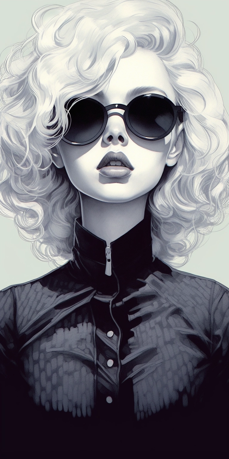 Stylish Anime Lady in Sunglasses - Hyper-Detailed Illustration