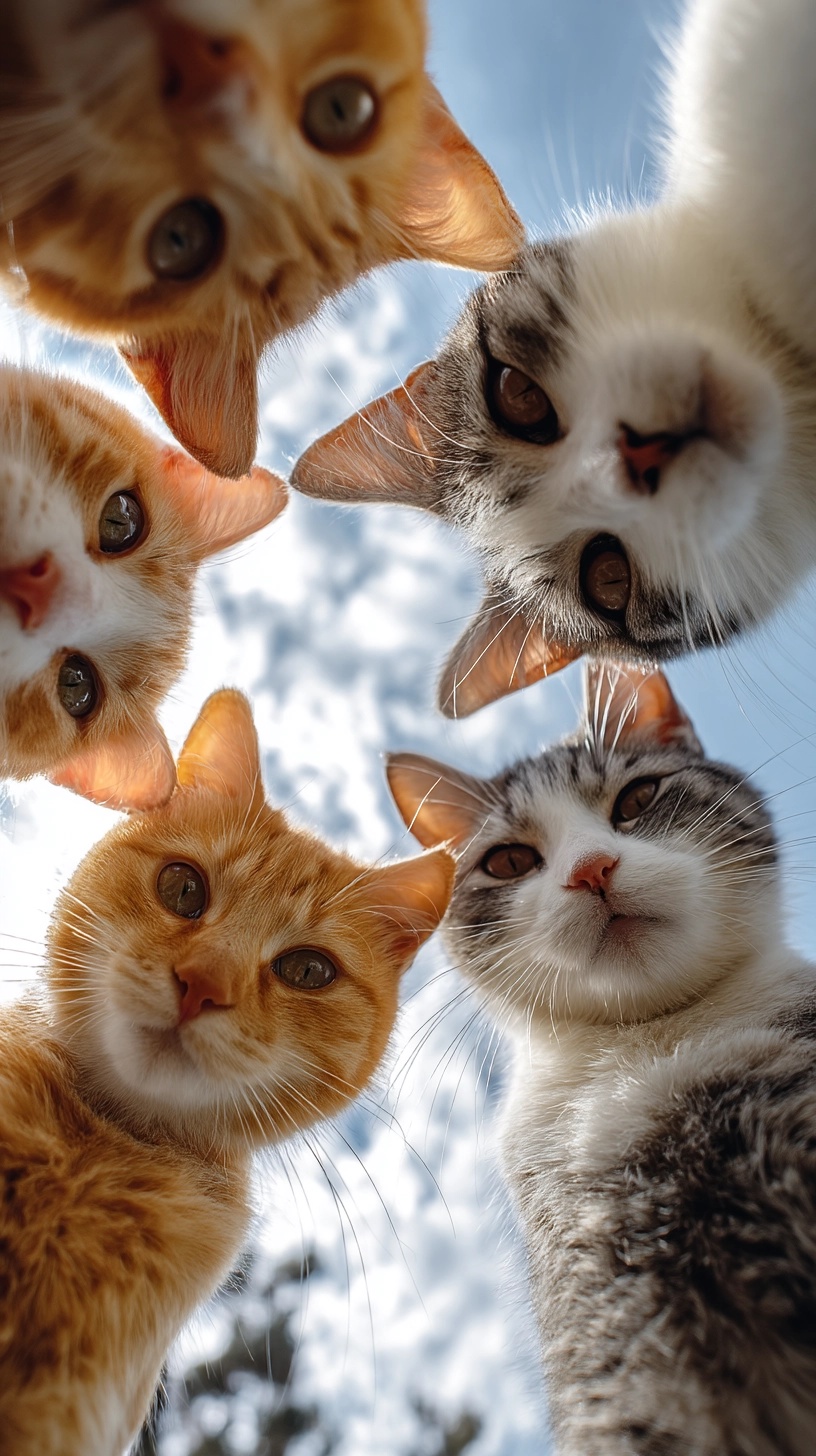 Happy Cats in a Circle: Adorable Photo