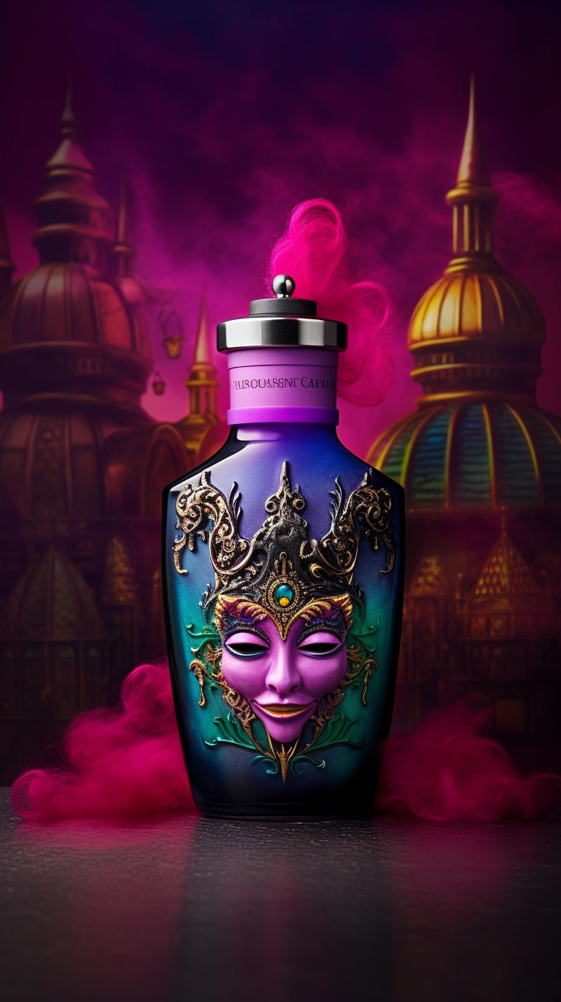 Vibrant Venetian Carnival Fantasy Utopia in a Bottle